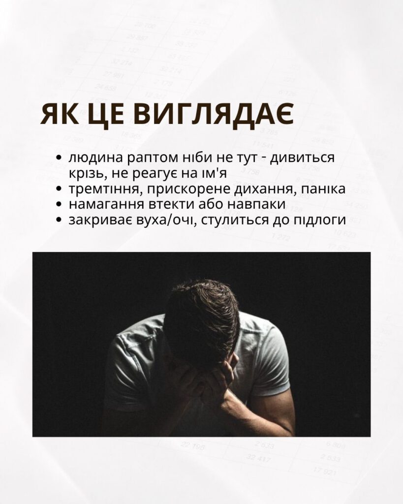 Як це виглядає: людина ніби не тут, тремтіння, прискорене дихання, паніка
